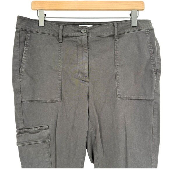 J. Jill Black Cargo Pants Size 12 Cotton Stretch Tapered Snap Ankle Tab 5 Pocket - Picture 3 of 13